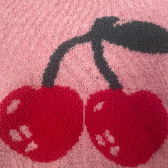 Dreamers Cherry Pattern Pink Sweater - Picture 2 of 3